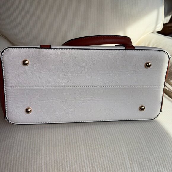 Montana West 2 Piece Handbag Set- Matching Tote Bag Purse/Satchel Cream & Brown - Picture 14 of 16